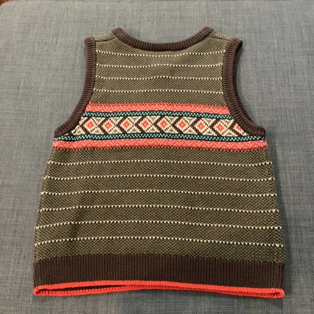 Hanna Andersson Boys Knit Sweater Vest Brown 5/110 Grandpa Core School Wedding